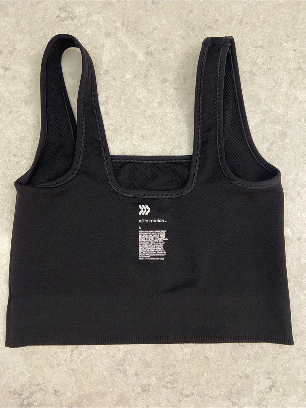 all in motion Black Ribbed Square-Neck Seamless Crop Tank. Size S - Picture 10 of 11